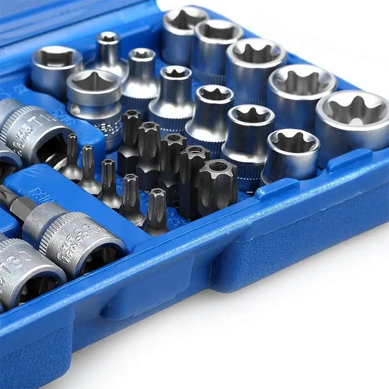 Torx & E-Torx Socket Set 34 pieces – T10 to T60 / E4 to E20