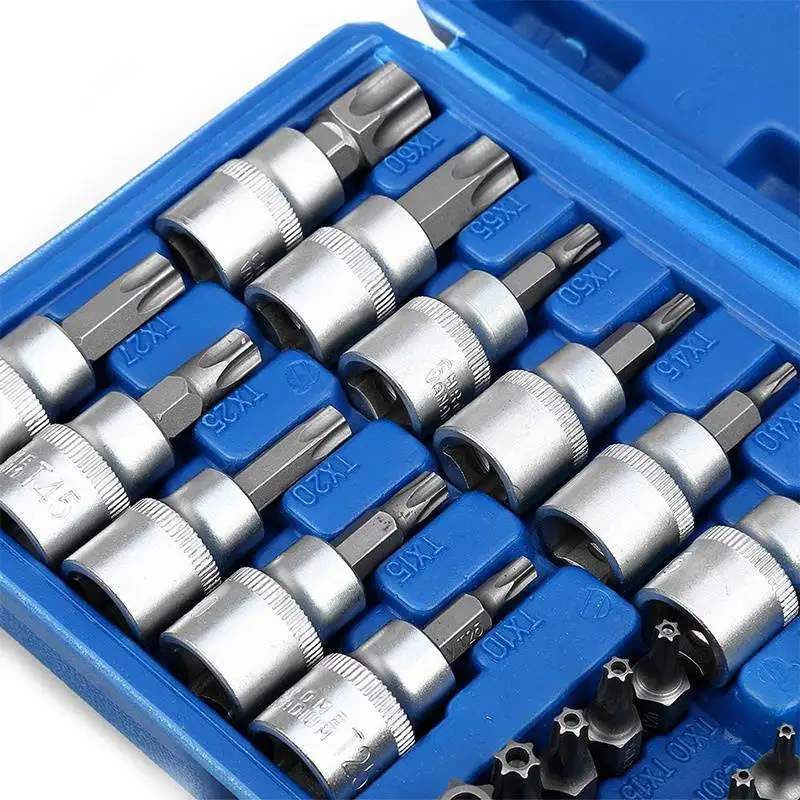 Torx & E-Torx Socket Set 34 pieces – T10 to T60 / E4 to E20