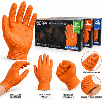 Gants nitrile diamantés PRO GRIP – boîte de 50
