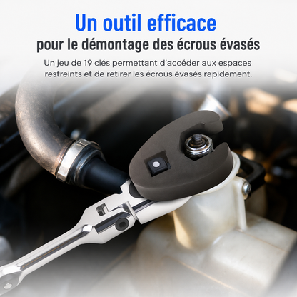 Coffret de clés à fourche Crowfoot 8–32 mm – 19 pièces