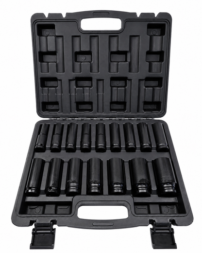 Coffret de 16 douilles à choc longues 1/2 MECASY