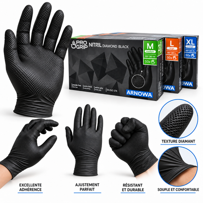Gants nitrile diamantés PRO GRIP – boîte de 50