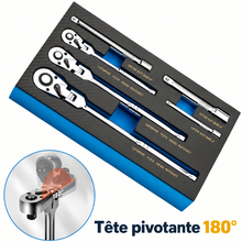 Coffret de cliquets à tête articulée et rallonges – 6 pièces